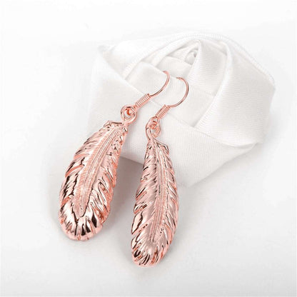 Rose Goldtone Feather Drop Earrings