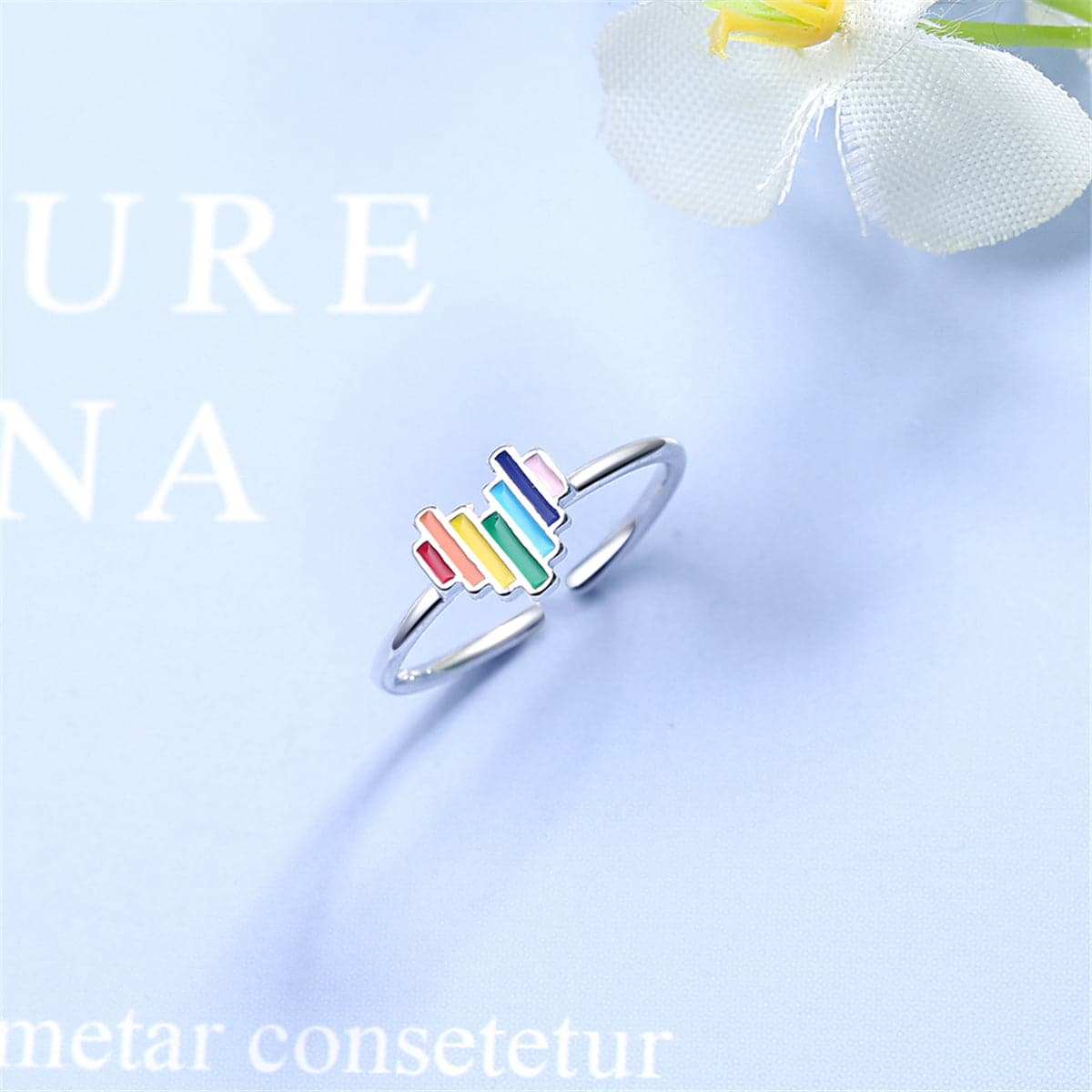 Red & Yellow Enamel Heart Open Band Ring
