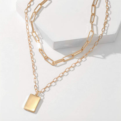 Goldtone Tag Pendant Necklace Set