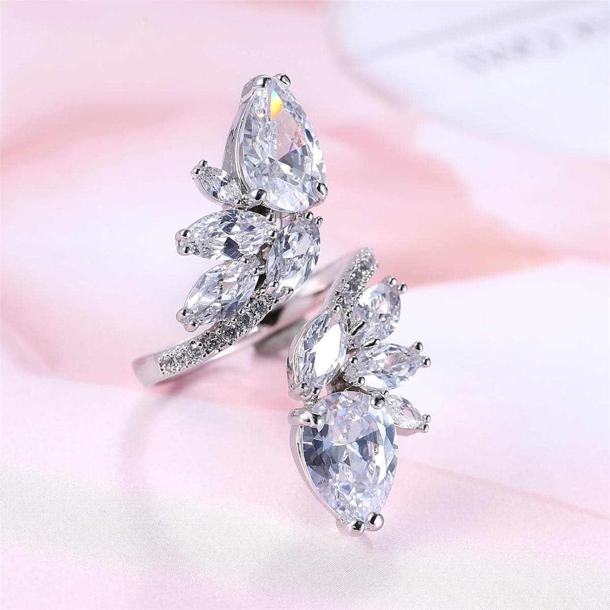 Crystal & Cubic Zirconia Silvertone Botany Marquise-Cut Open Ring
