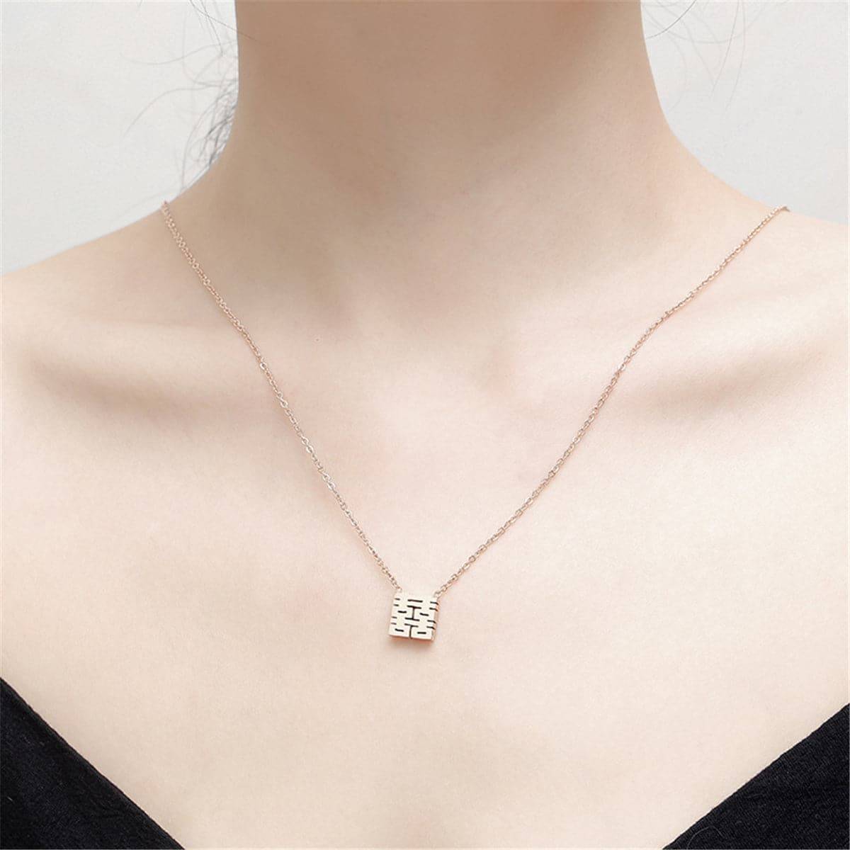 Rose Goldtone Happiness Symbol Pendant Necklace