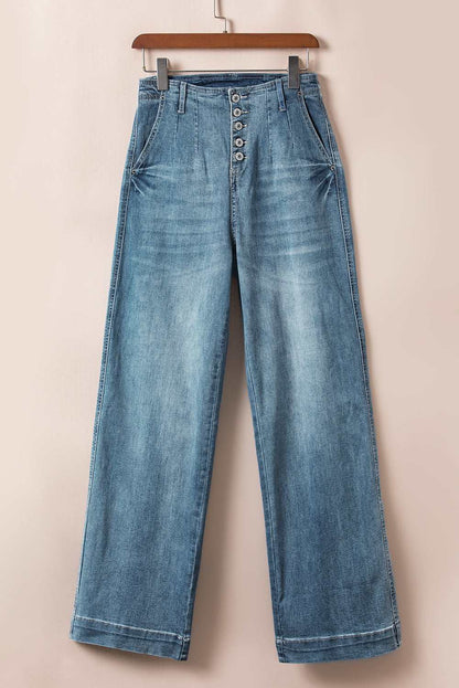 Threaded Pear Addilyn Straight Loose Leg Jeans