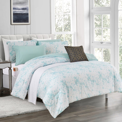 Elegant Comfort 10-Piece Tie-Dye Comforter Set, Includes 6-Piece Sheet Set with Double Sided Storage Pockets