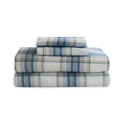 Elegant Comfort Flannel Plaid - 100% Turkish Cotton Flannel, 4-Piece Flannel Sheet Set