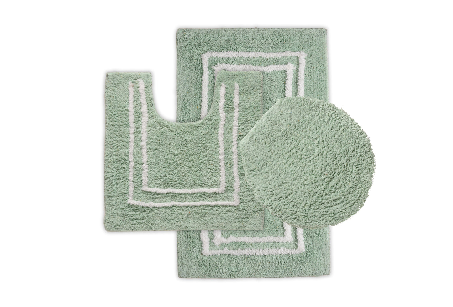 St Mary's Tufted 3 Piece Cotton Bath Rug Set With Lid