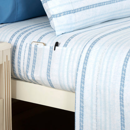 Elegant Comfort 6-Piece Floral and Stripe Pattern Sheet Set - Soft as a Hotel Premium Quality Bedding