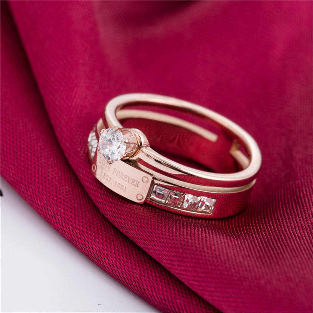 Cubic Zirconia & Rose Goldtone Cocktail Ring-2