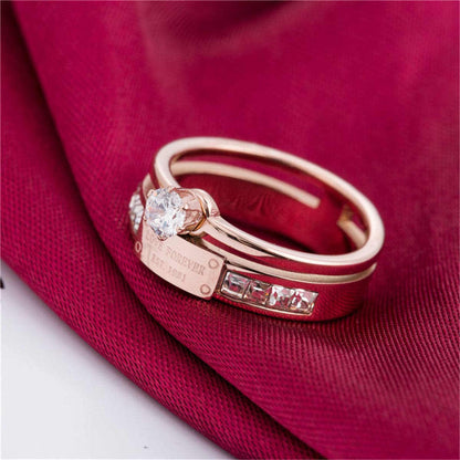Cubic Zirconia & Rose Goldtone Cocktail Ring-2
