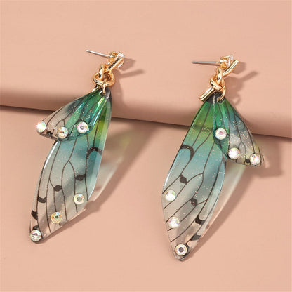 Cubic Zirconia & Pearl Butterfly-Wing Drop Earrings