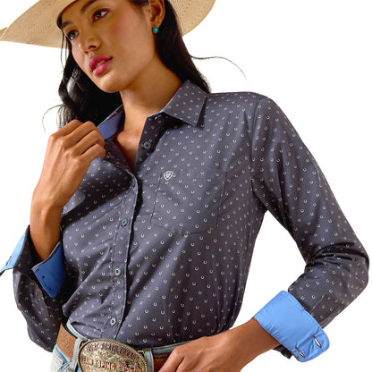 Ariat Women's Kirby Long Sleeve Collared Button-Down Shirt – Rider-Tested Stretch Poplin Equestrian Top