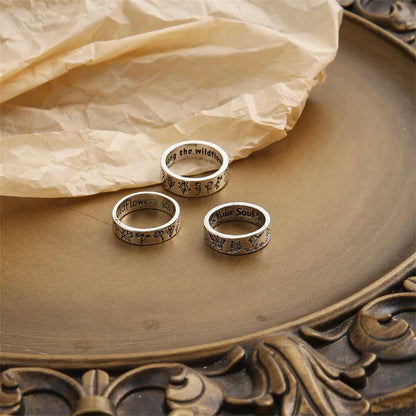 Silvertone Botany Band Ring Set