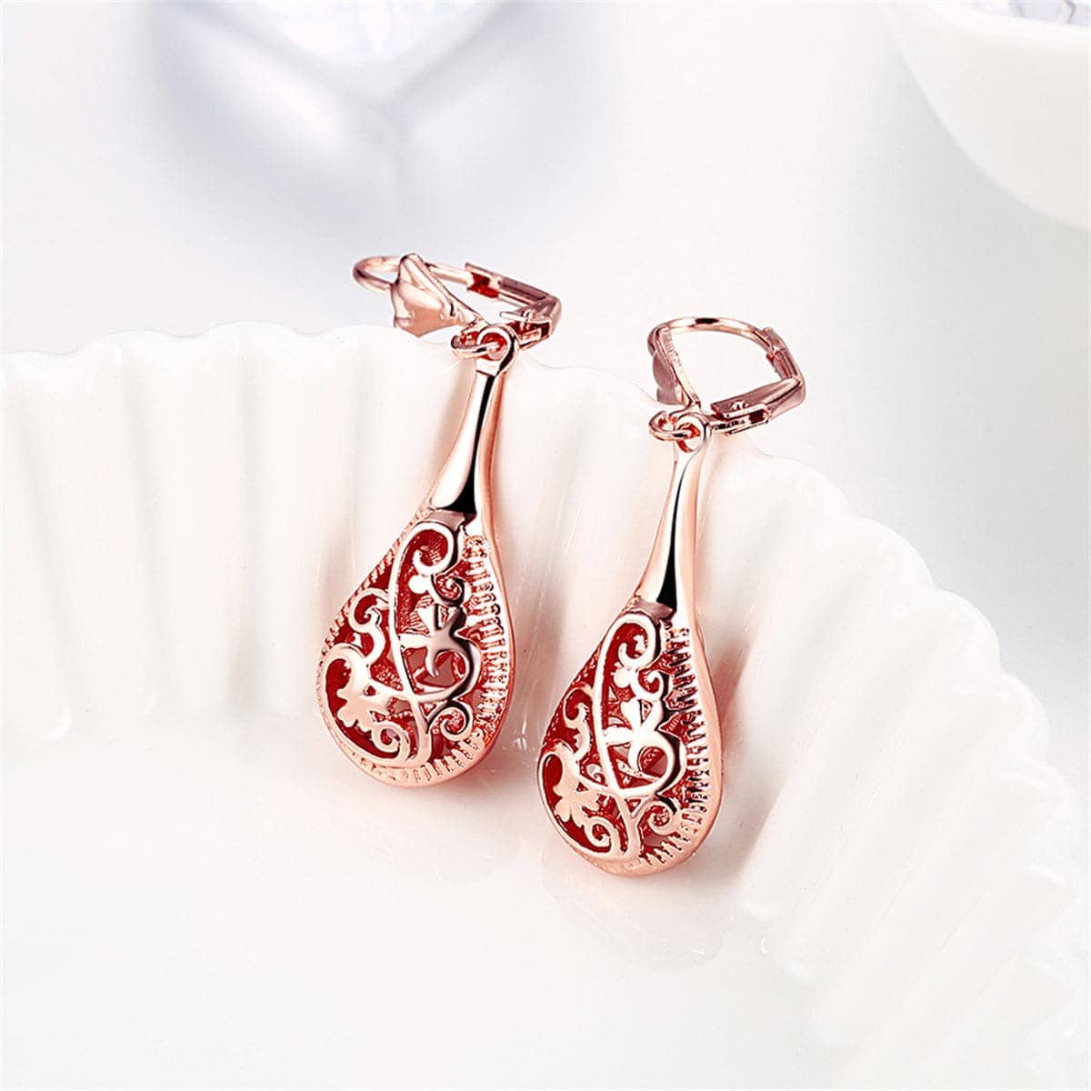 Rose Goldtone Long Drop Earrings