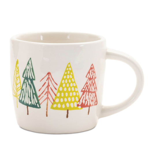 Melrose International Ceramic Pine Tree Print Mug (Set of 4)