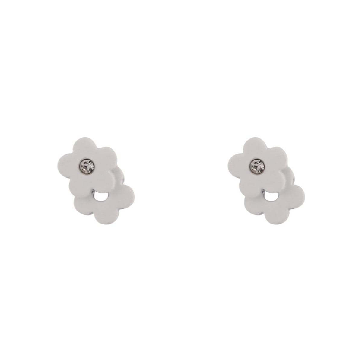 Cubic Zirconia & Enamel Flower Stud Earrings
