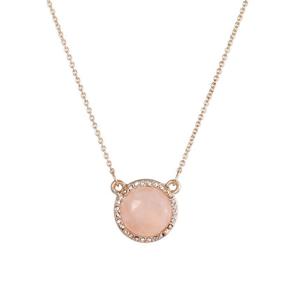 Cubic Zirconia & Pink Crystal Halo Round Pendant Necklace