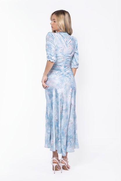 Audrey Dress Short Sleeve (Light Blue Flower)