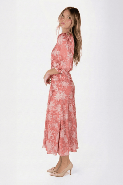 Audrey Dress Short Sleeve (Peach Flower)