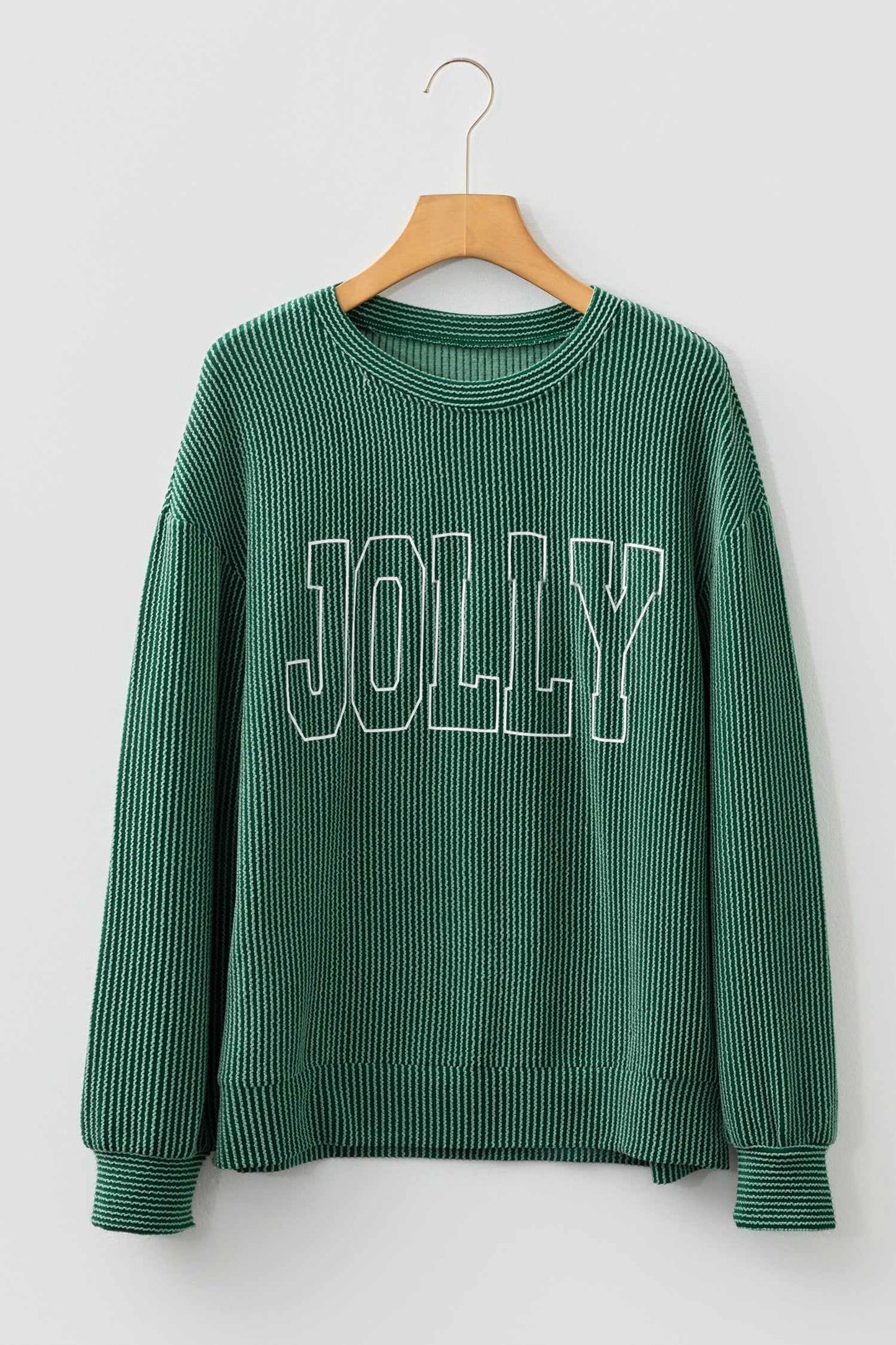 Ximena Letter Graphic Loose Long Sleeve Top - Blackish Green / L - 12/14