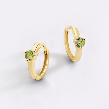 Mint & Lily Solitaire Birthstone Huggie Hoop Earrings