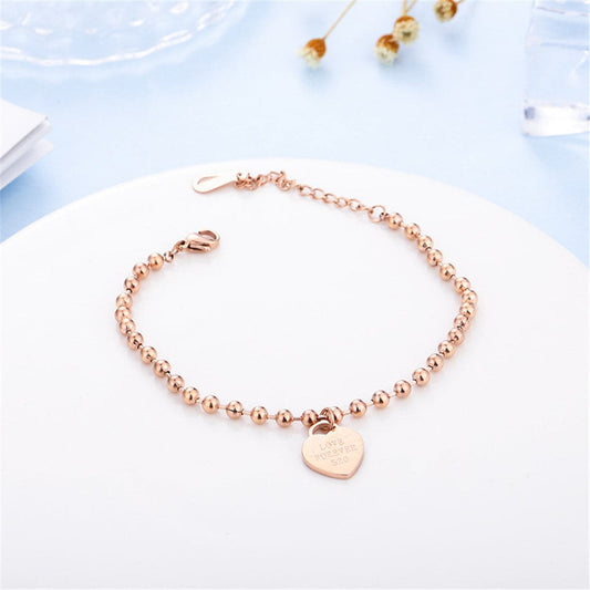 Rose Goldtone Heart Charm Anklet