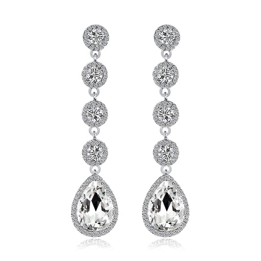 Crystal & Cubic Zirconia Tiered Drop Earrings