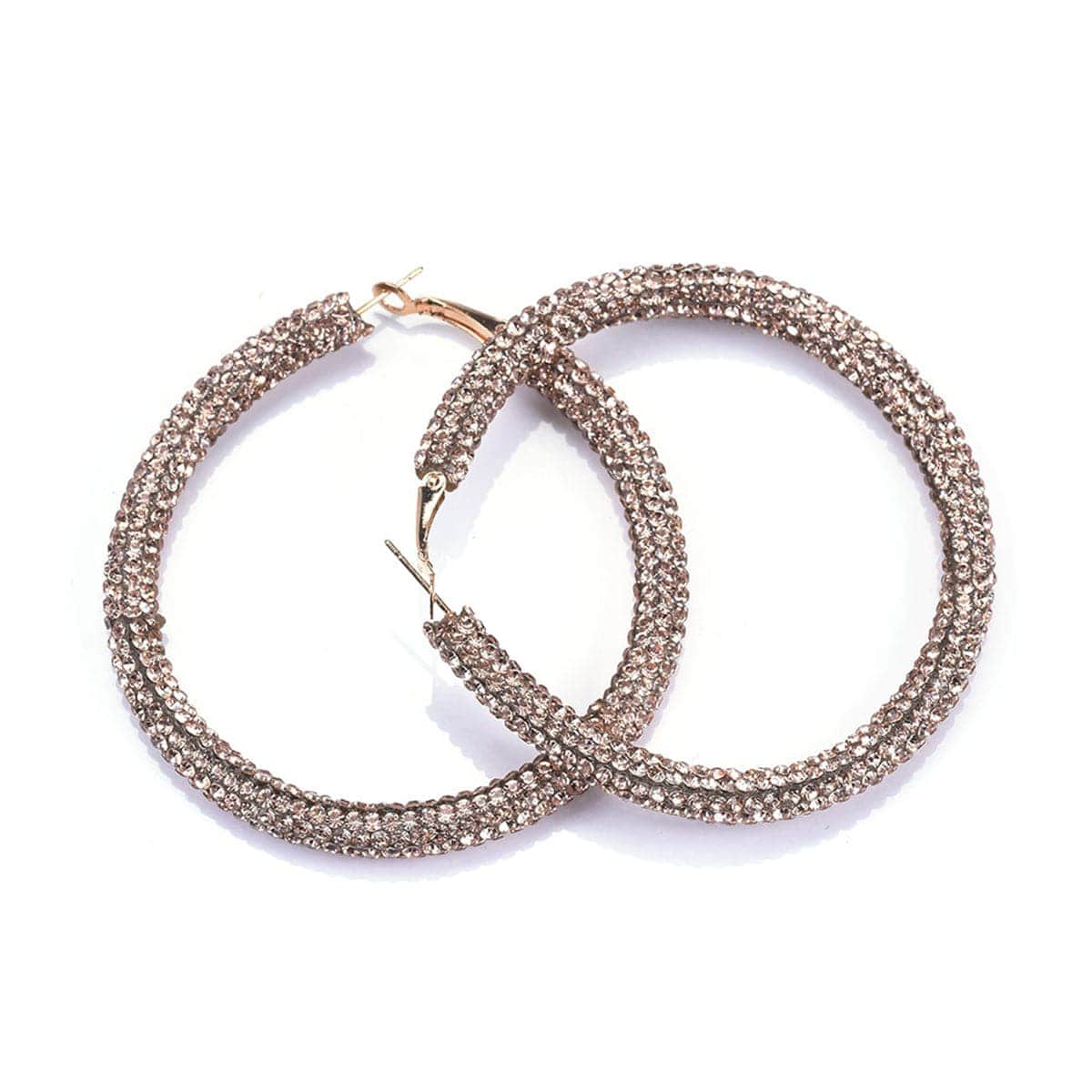 Champagne Cubic Zirconia & Goldtone Hoop Earrings