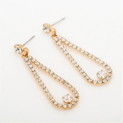 Cubic Zirconia & Goldtone Open Teardrop Earrings