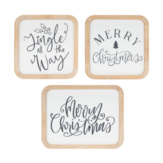 Melrose International Holiday Sentiment Plaque (Set of 12)