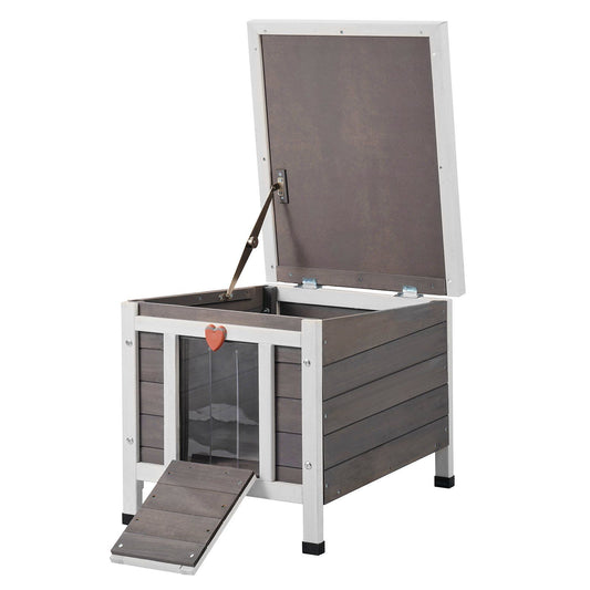 VEVOR Outdoor Cat House Wooden Feral Cat Shelter with Roof & PVC Door Flaps - Multicolor 2