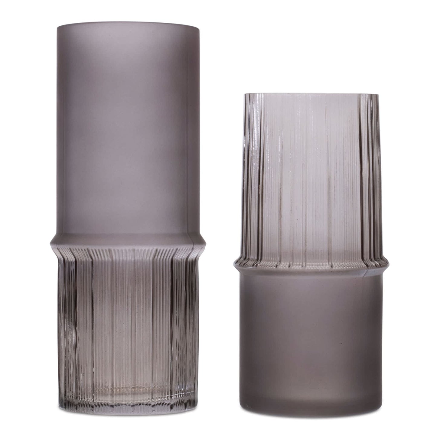 Melrose International Grey Two-Toned Glass Vase (Set of 2)