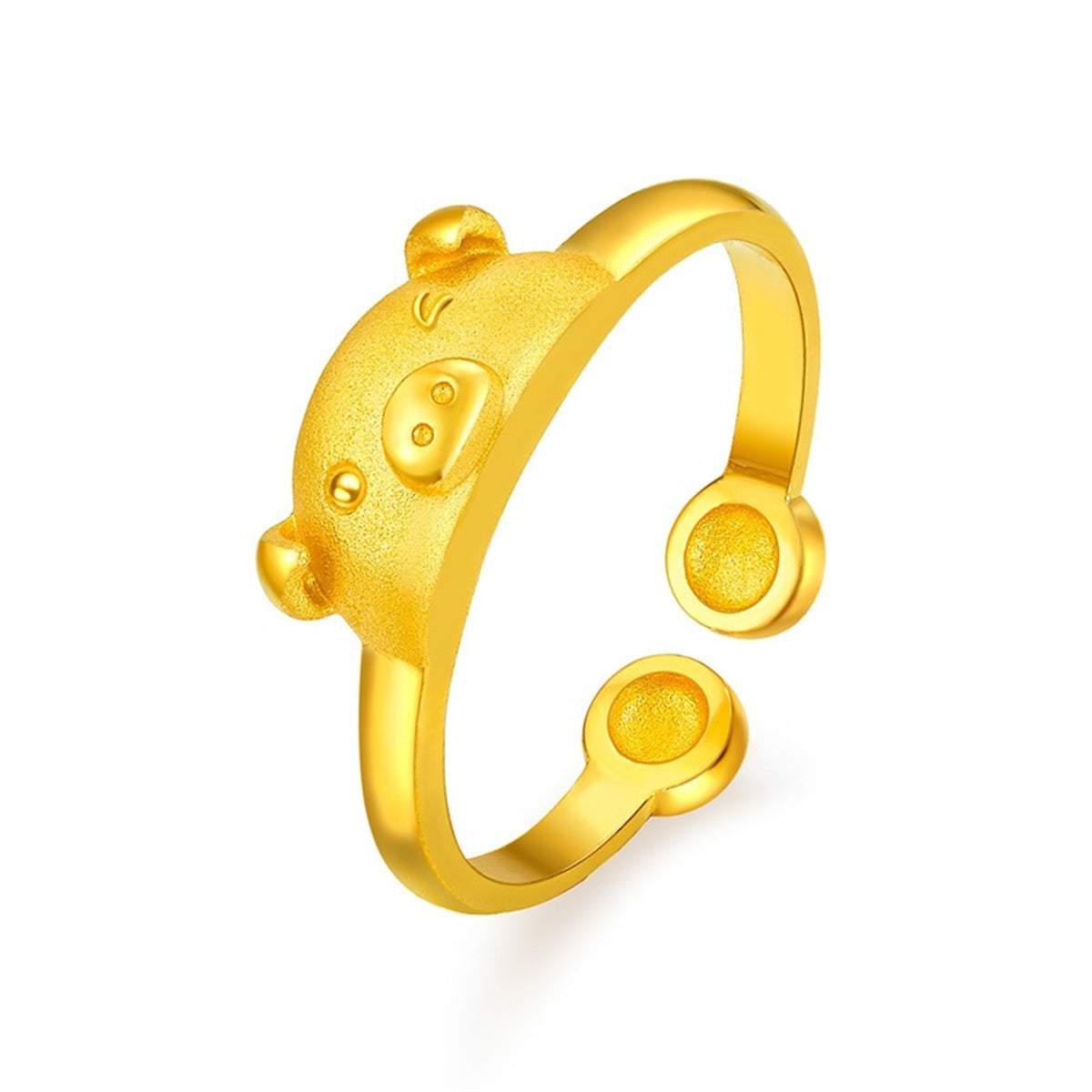 Goldtone Pig Open Ring