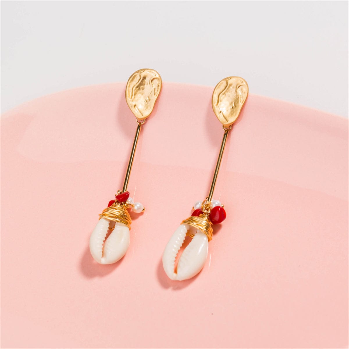 Shell & Resin Goldtone Wrapped Drop Earrings