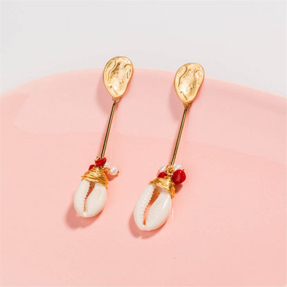 Shell & Resin Goldtone Wrapped Drop Earrings