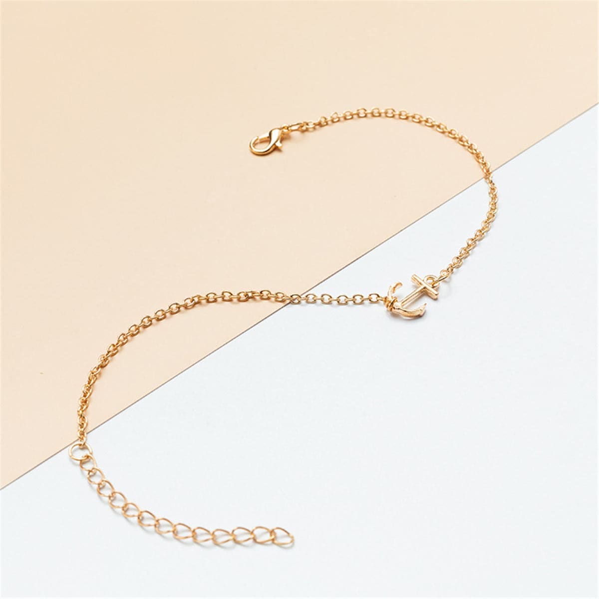 Goldtone Anchor Charm Anklet