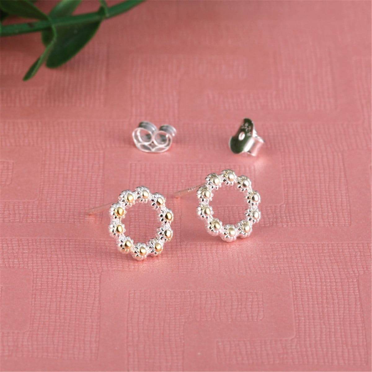 Two-tone Sunflower Openwork Stud Earrings