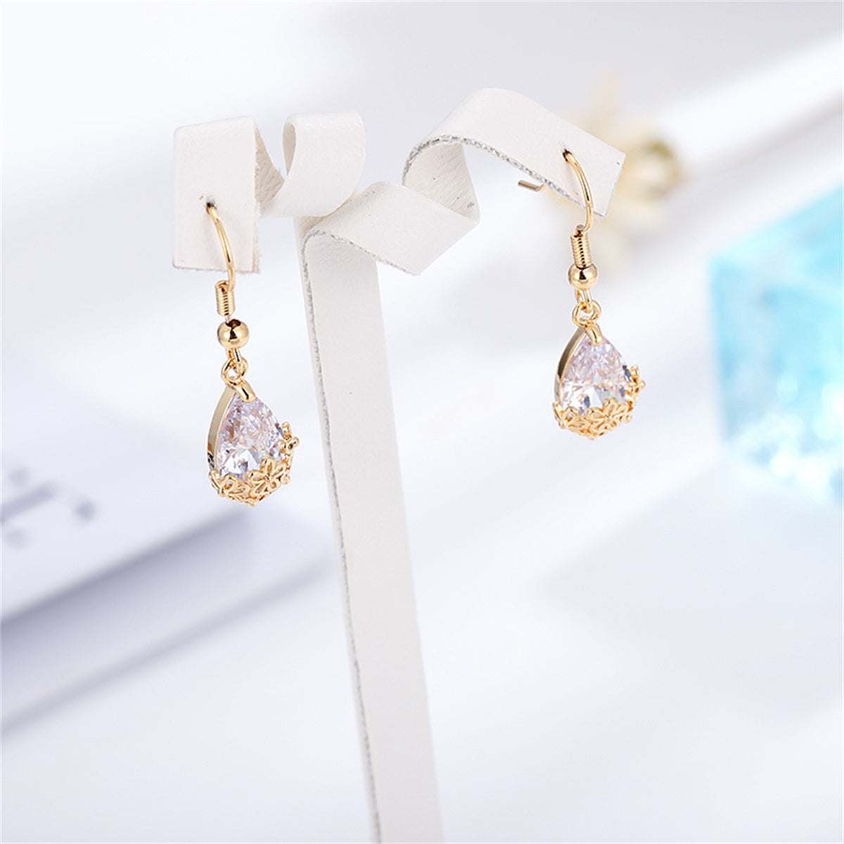 Goldtone & Crystal Floral Drop Earrings