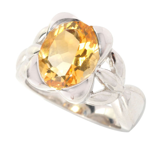 Sterling Silver 3.00 CTTW Oval Natural Citrine Solitaire Ring