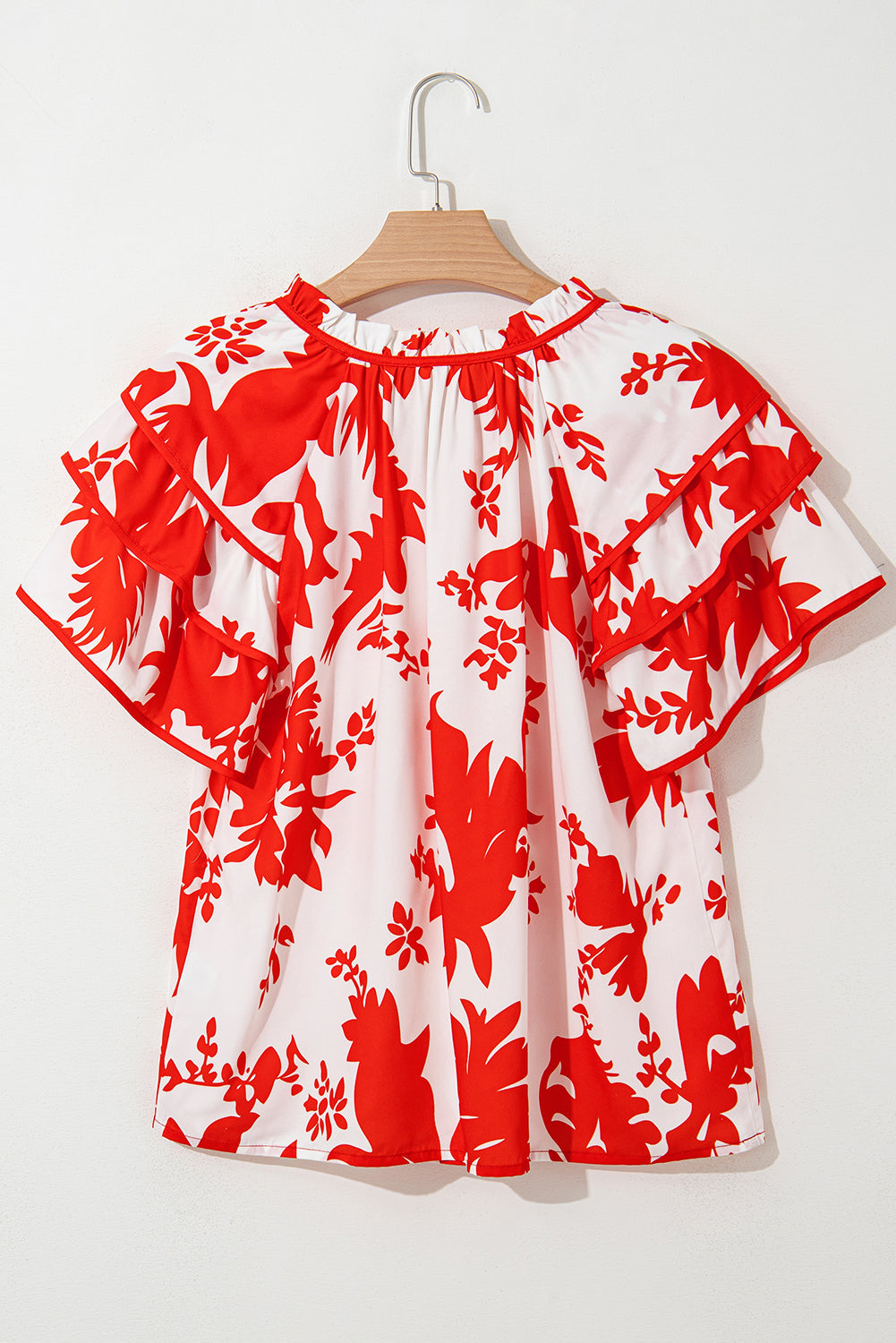 Threaded Pear Zoya Tiered Ruffled Sleeve V Neck Blouse