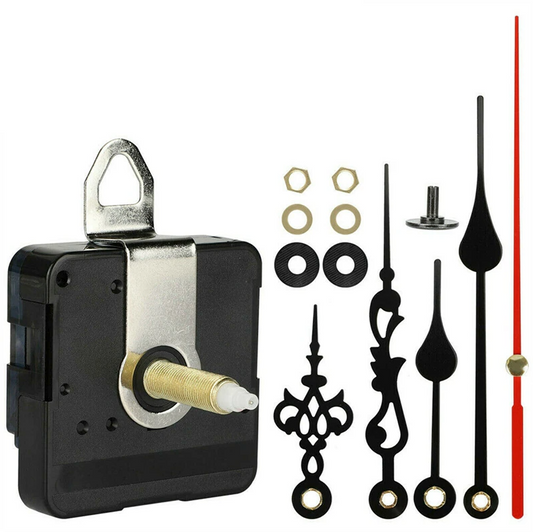 Prime Goods DIY Clock Parts Movement Quartz Mechanism Wall Replacement Repair Tool Hands Kit - Black