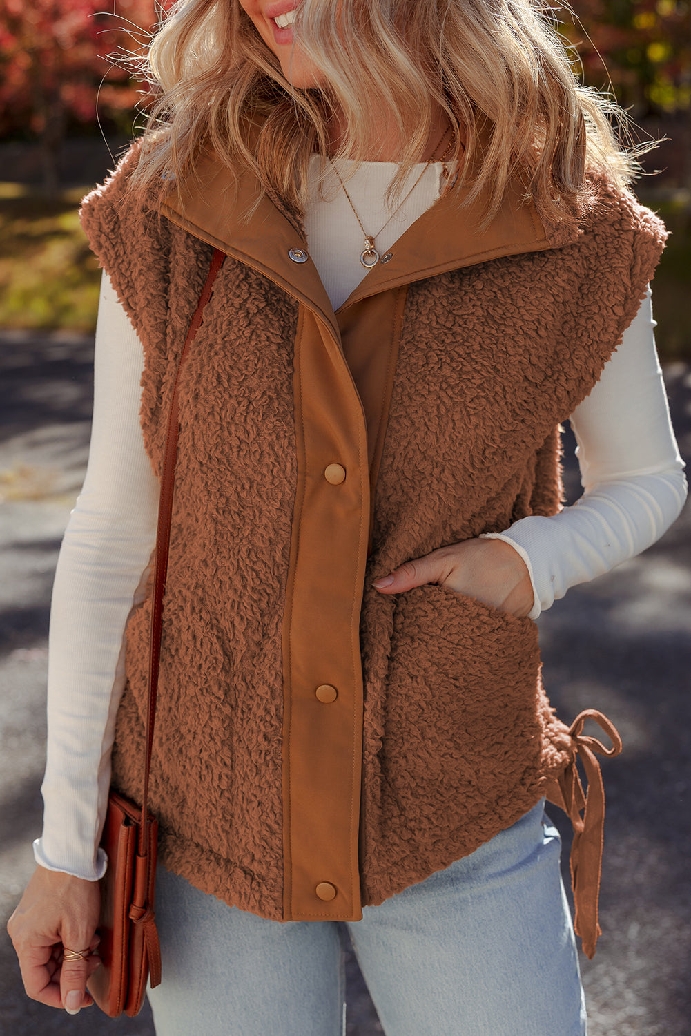 Threaded Pear Evelyn Knot Side Plush Vest