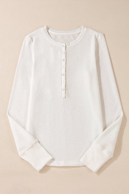 Threaded Pear Teresa Color Waffle Half Long Sleeve Top