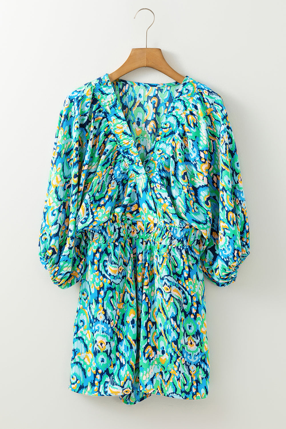 Threaded Pear Sevyn Abstract V Neck High Waist Romper
