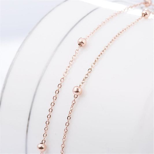 Rose Goldtone Bead Station Necklace