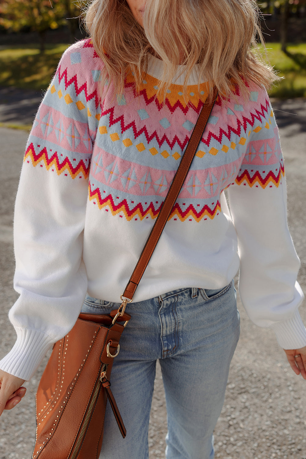 Threaded Pear Avery Print Drop Shoulder Sweater