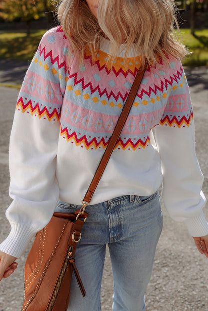 Threaded Pear Avery Print Drop Shoulder Sweater