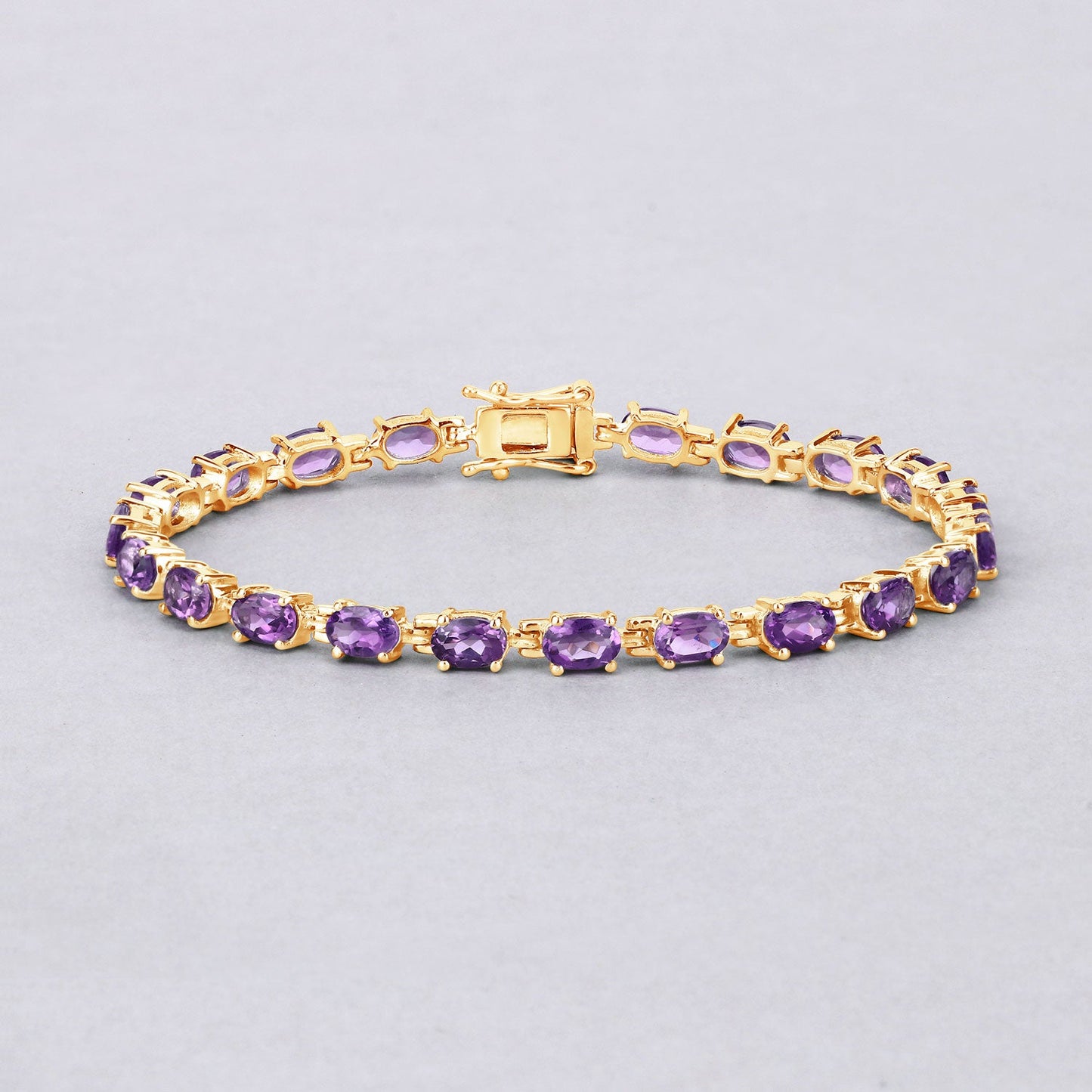 Genuine Purple Amethyst Tennis Bracelet Silver