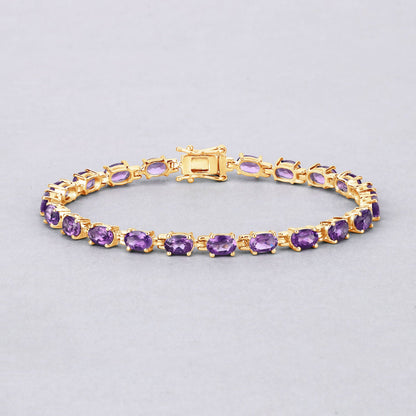 Genuine Purple Amethyst Tennis Bracelet Silver