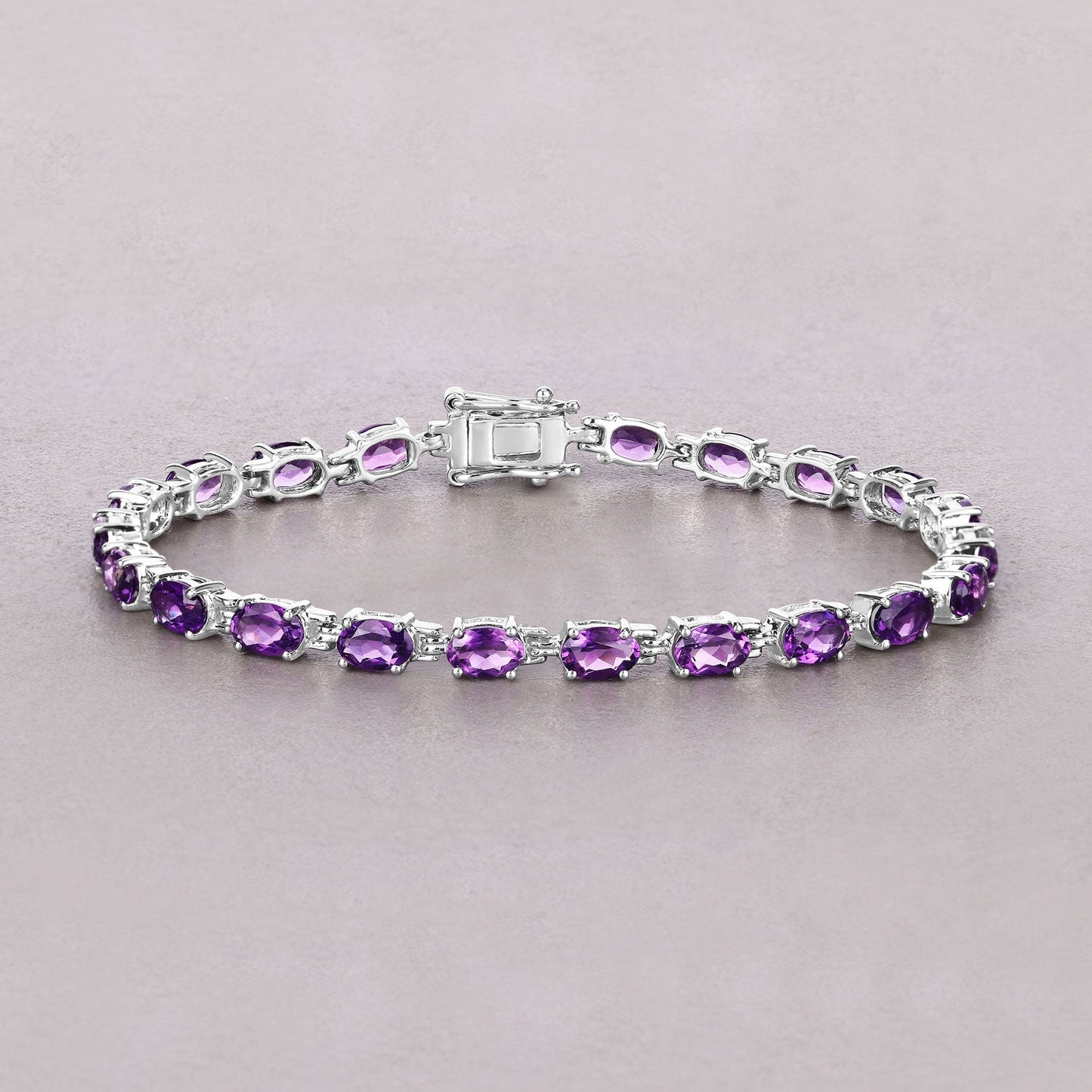 Natural Purple Amethyst Silver Tennis Bracelet Womens