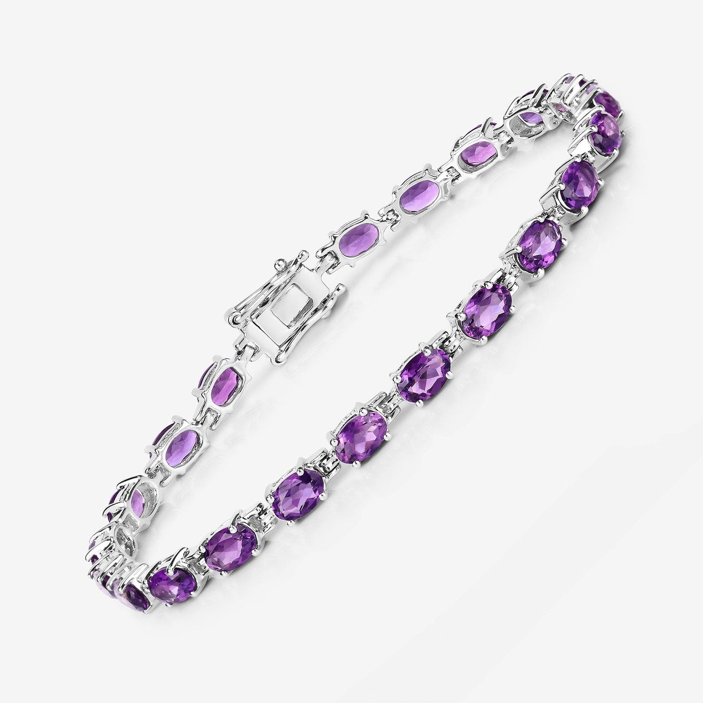 Natural Purple Amethyst Silver Tennis Bracelet Womens