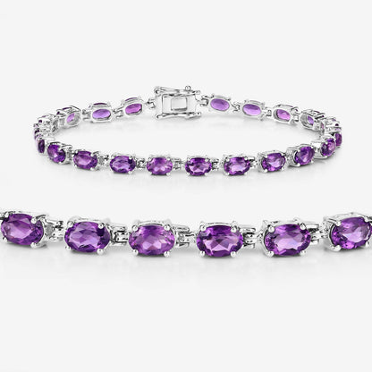 Natural Purple Amethyst Silver Tennis Bracelet Womens
